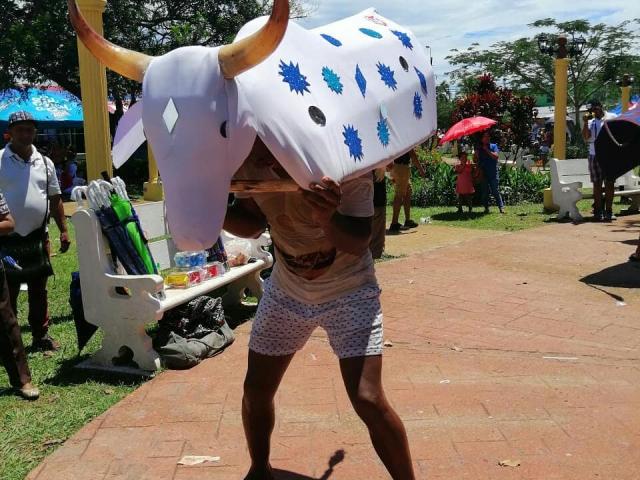 Durante la celebración, el toro guapo danza con la tuna  y embiste al público.  Bernie Garrido